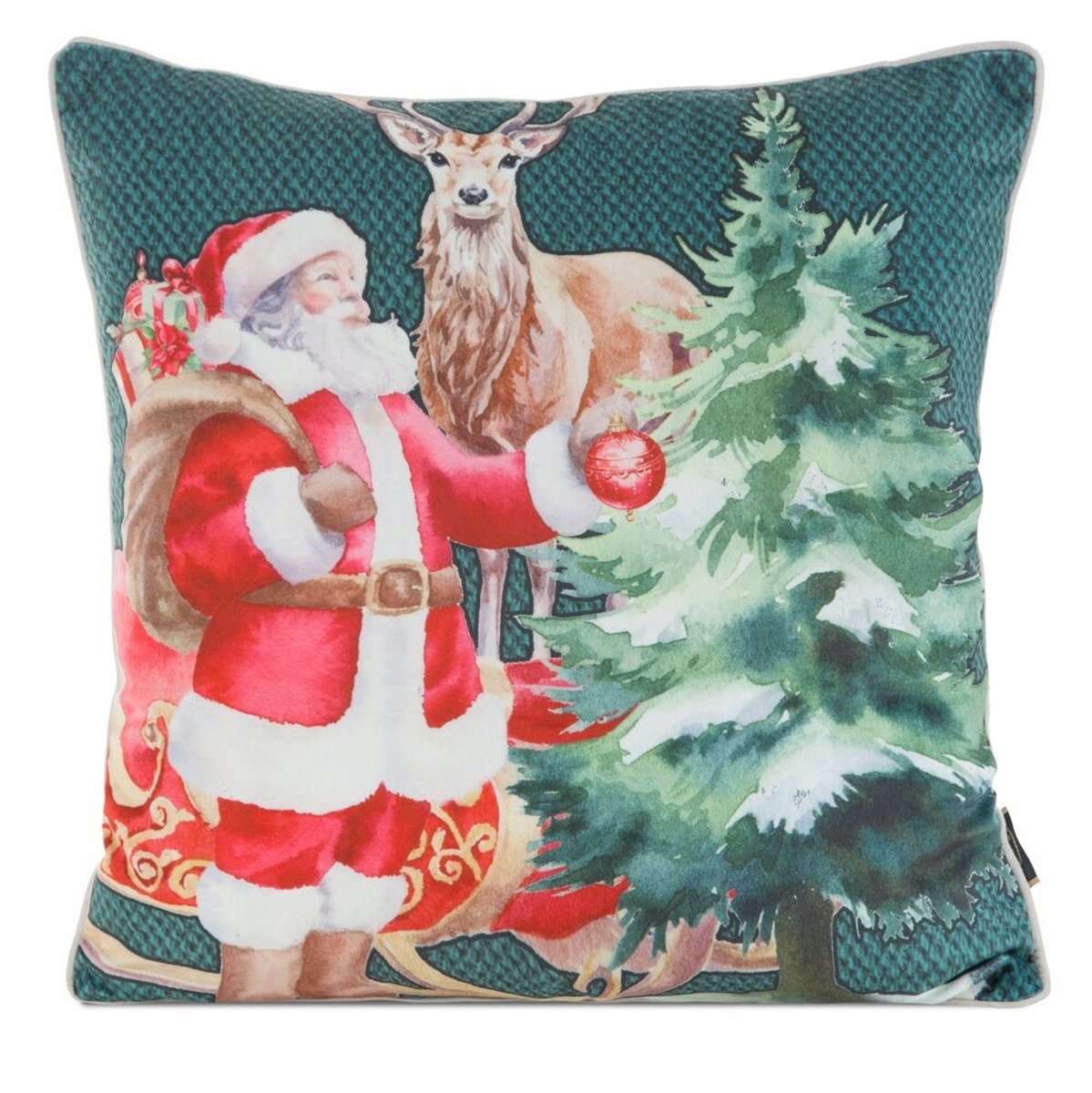 Kerst Sierkussenhoes 45x45cm - Donkergroen & Rood Velours