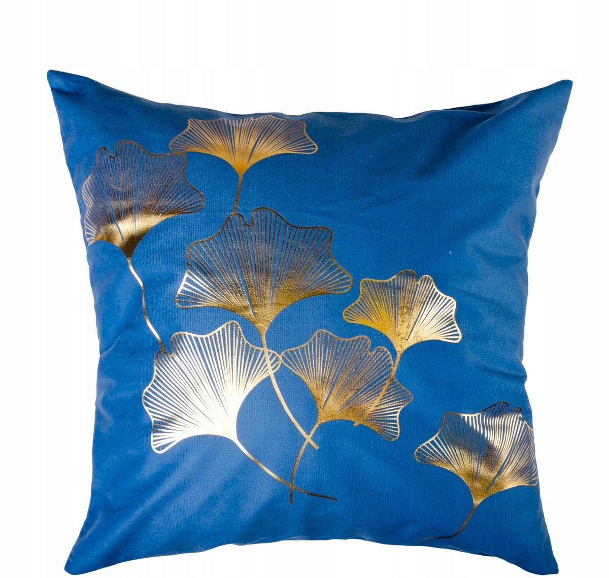 Blauwe Sierkussenhoes 40x40cm met Ginkobladmotief