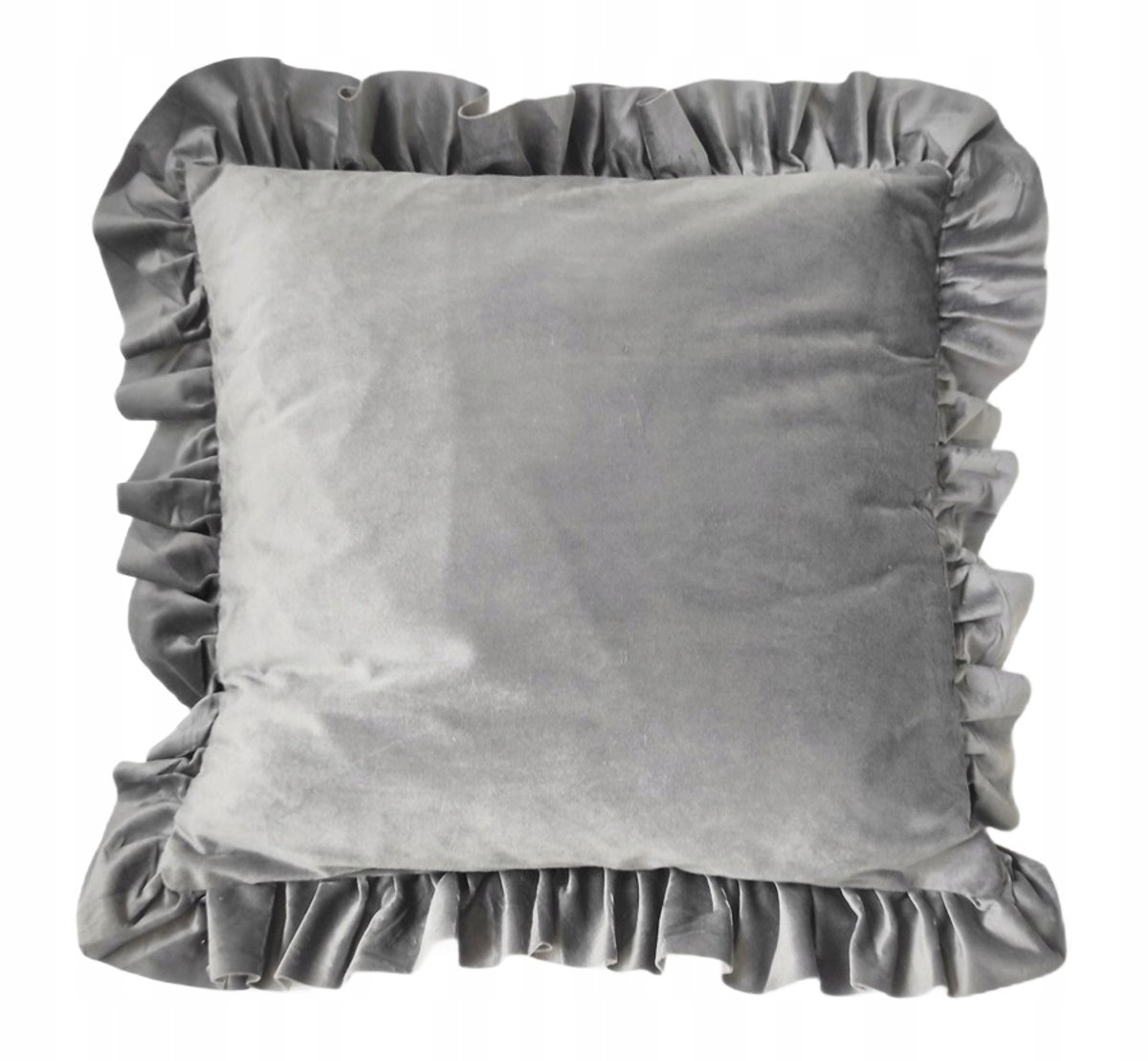 Decoratieve Kussenhoes 40x40 cm Velours met Ruches - Grijs