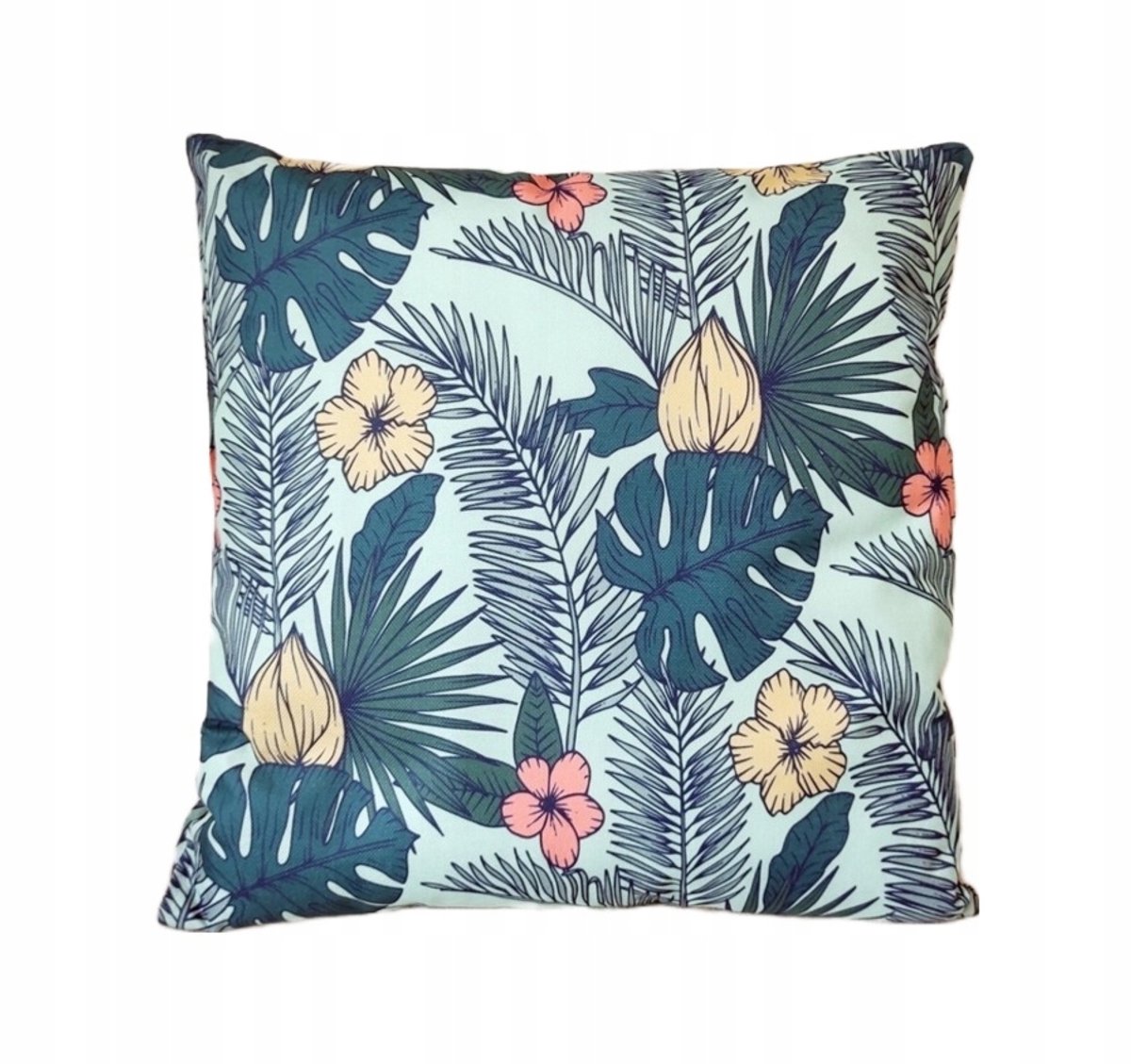 Decoratieve Kussenhoes 45x45cm - Jungle Bloemen Mintgroen