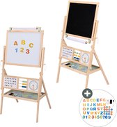 Sunny Nola Activiteiten Ezel – Houten Kinder Ezeltje - Speelezel met Whiteboard en Krijtbord - Schildersezel voor kinderen – Magnetisch Bord - Inclusief Papierrol, Magneten, Krijtjes, Markeerders en Eraser –Educatief Speelgoed