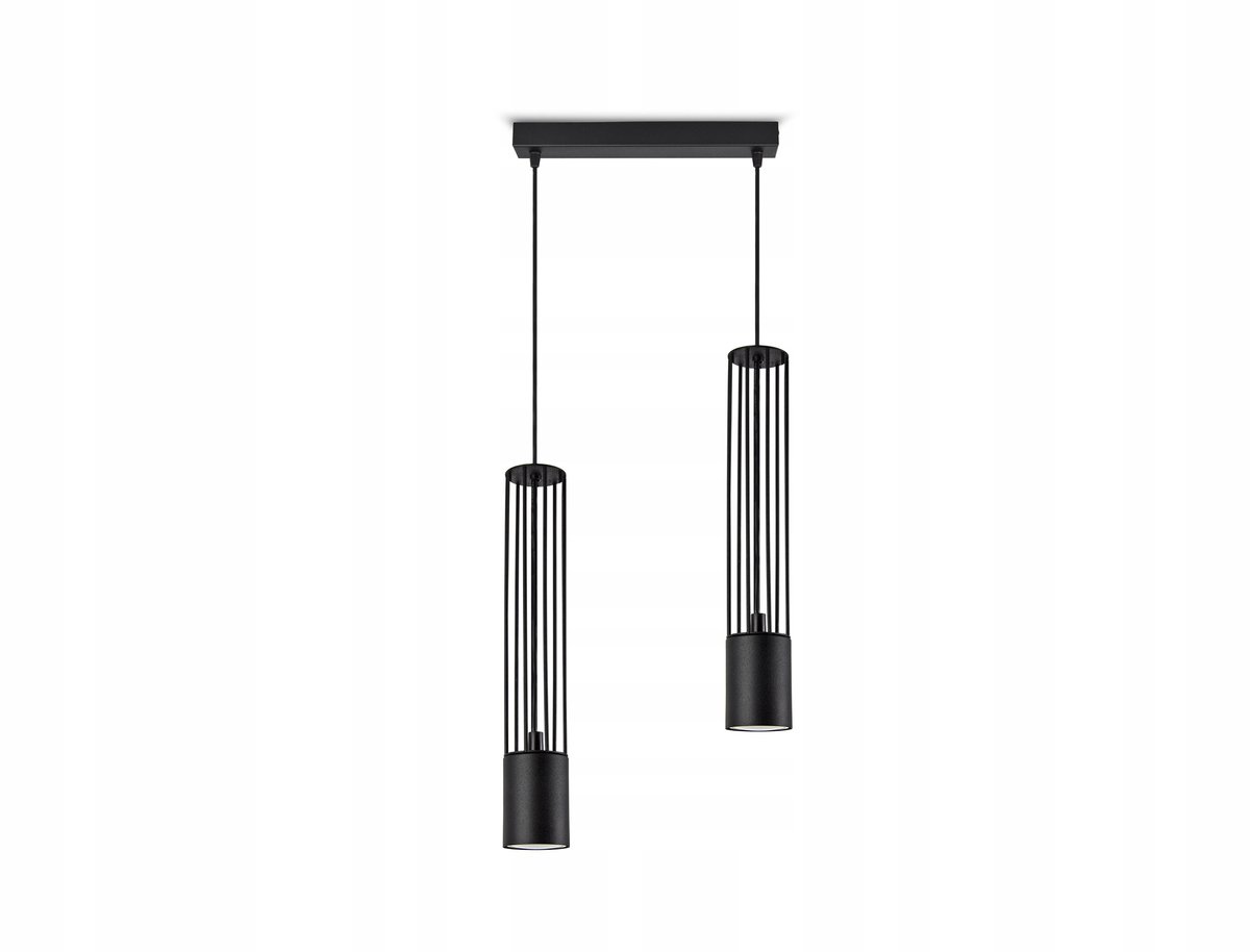 Luxe Metalen Hanglamp met Draadbuizen - GU10, Zwart Mat