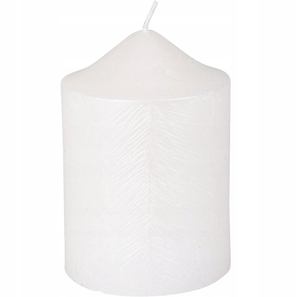 Decoratieve Witte Metalic Kaars met Glans en Patroon 7x10 cm