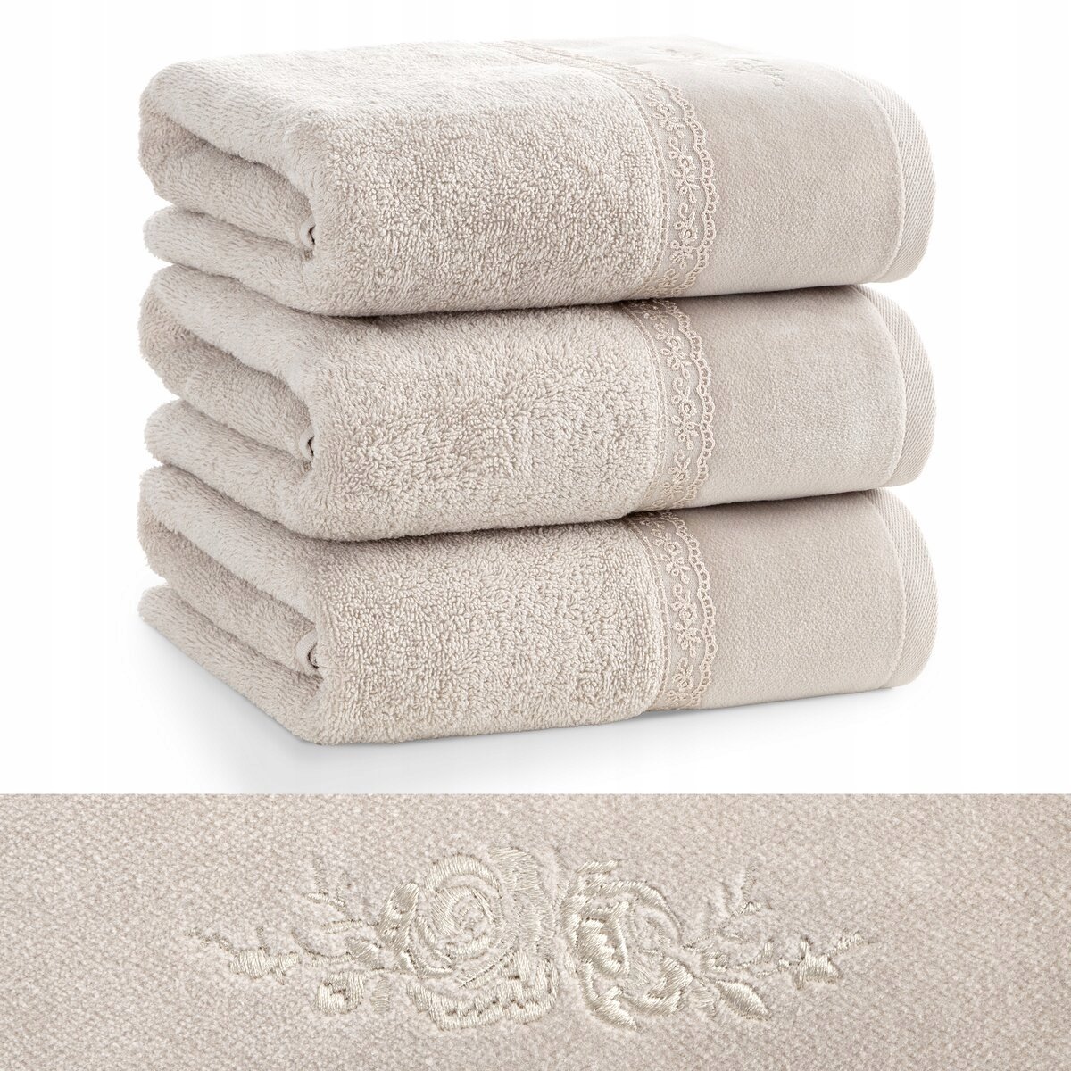 Zachte Beige Katoenen Handdoek 30x50 cm - Perfect Cadeau