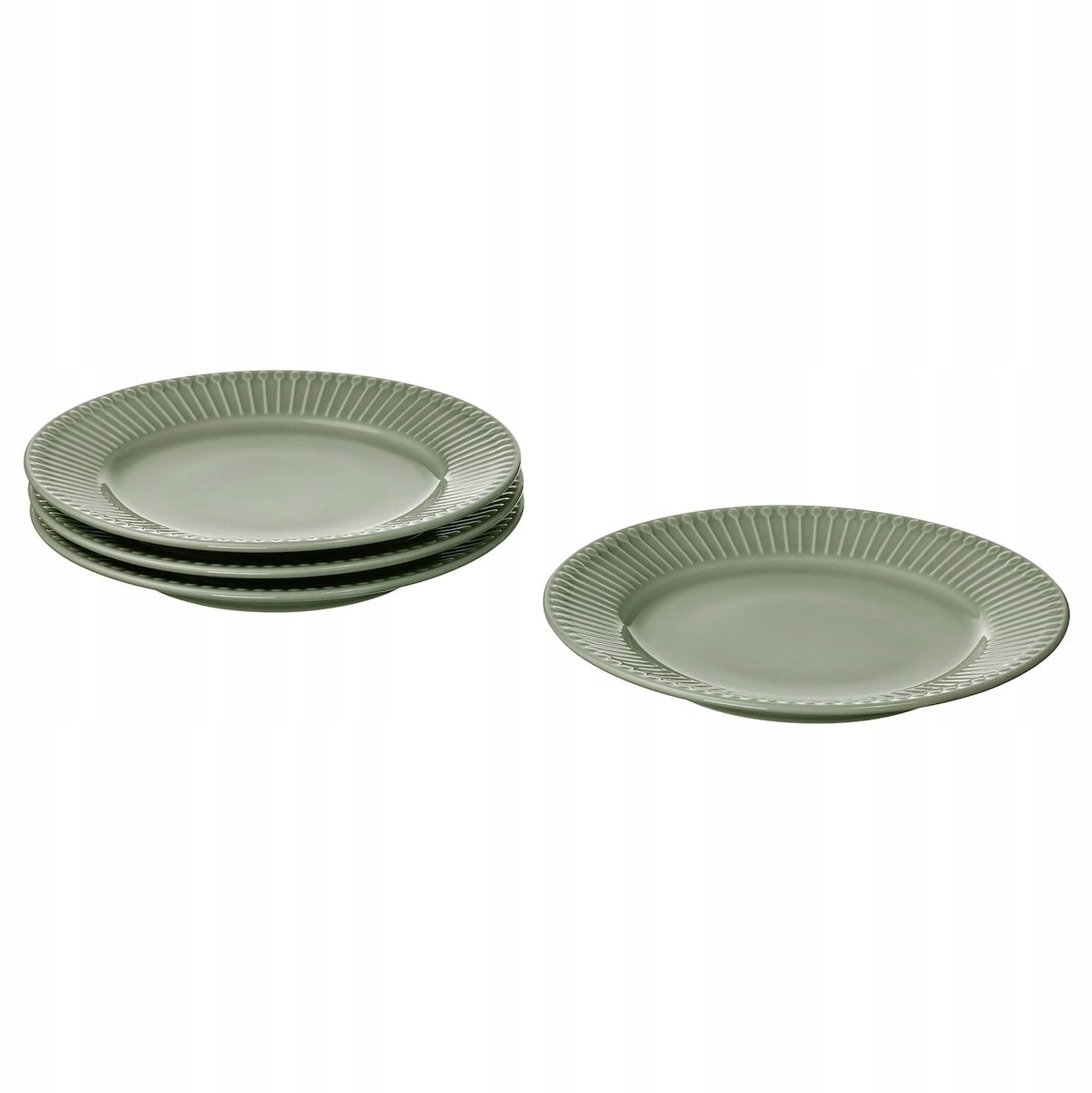 STRIMMIG Steengoed Bord 21 cm - 4 Stuks - Zacht Groenblauw