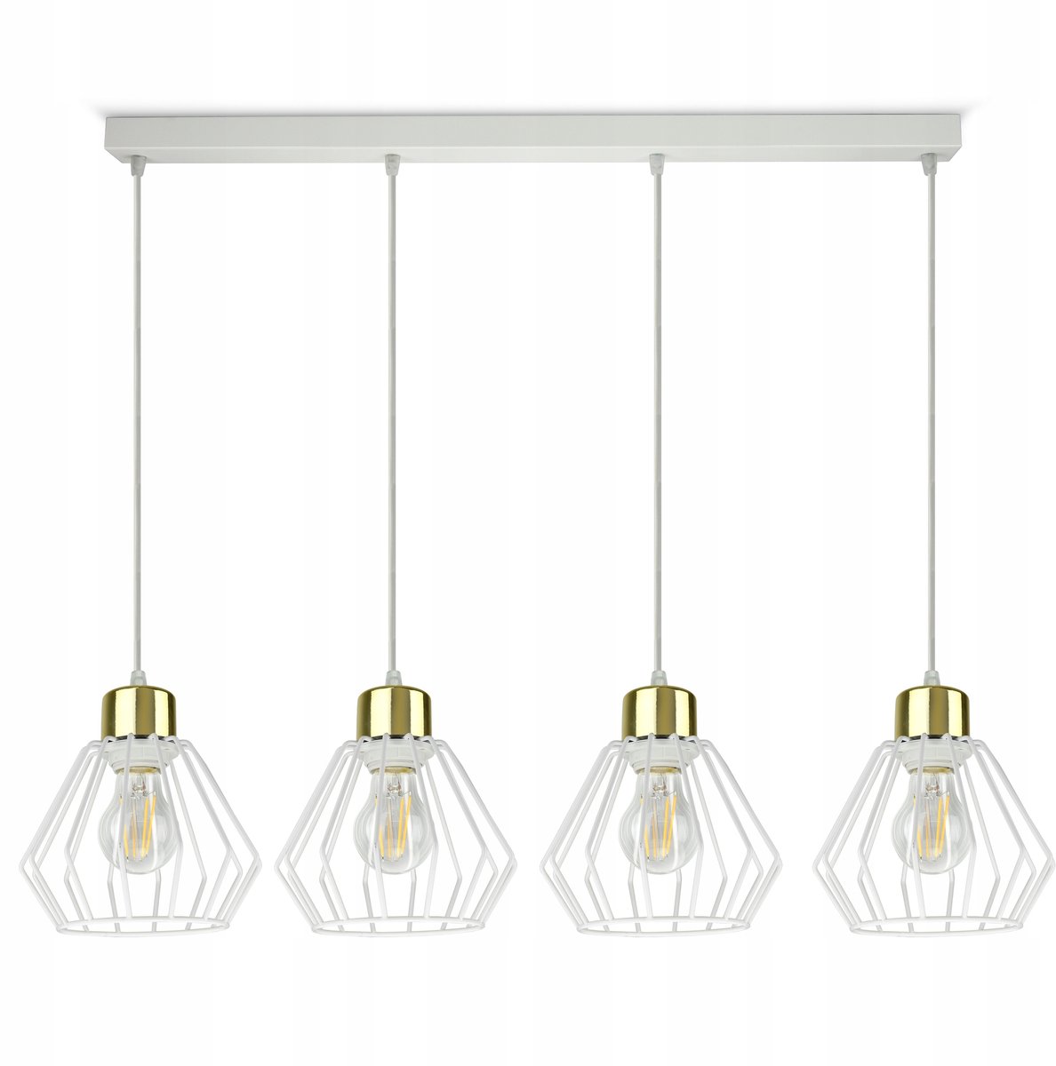 Luxe Hanglamp Glam Wit Goud LED 4xE27 - Direct Gemonteerd