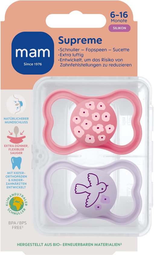 MAM - Supreme Silikon Speen - Siliconen - 6-16 Maanden - Extra Ventilatie - Roze - 2 stuks van Merkloos — afbeelding 5