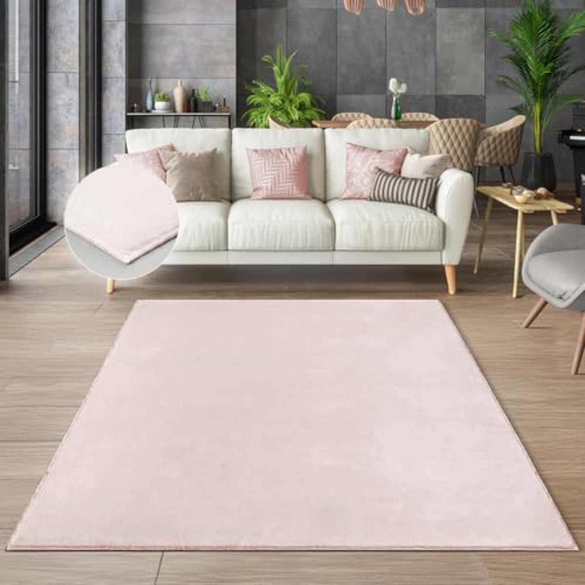 Zacht en Elegant Roze Bonttapijt - Wasbaar en Geschikt voor Vloerverwarming, 70 x 140 cm