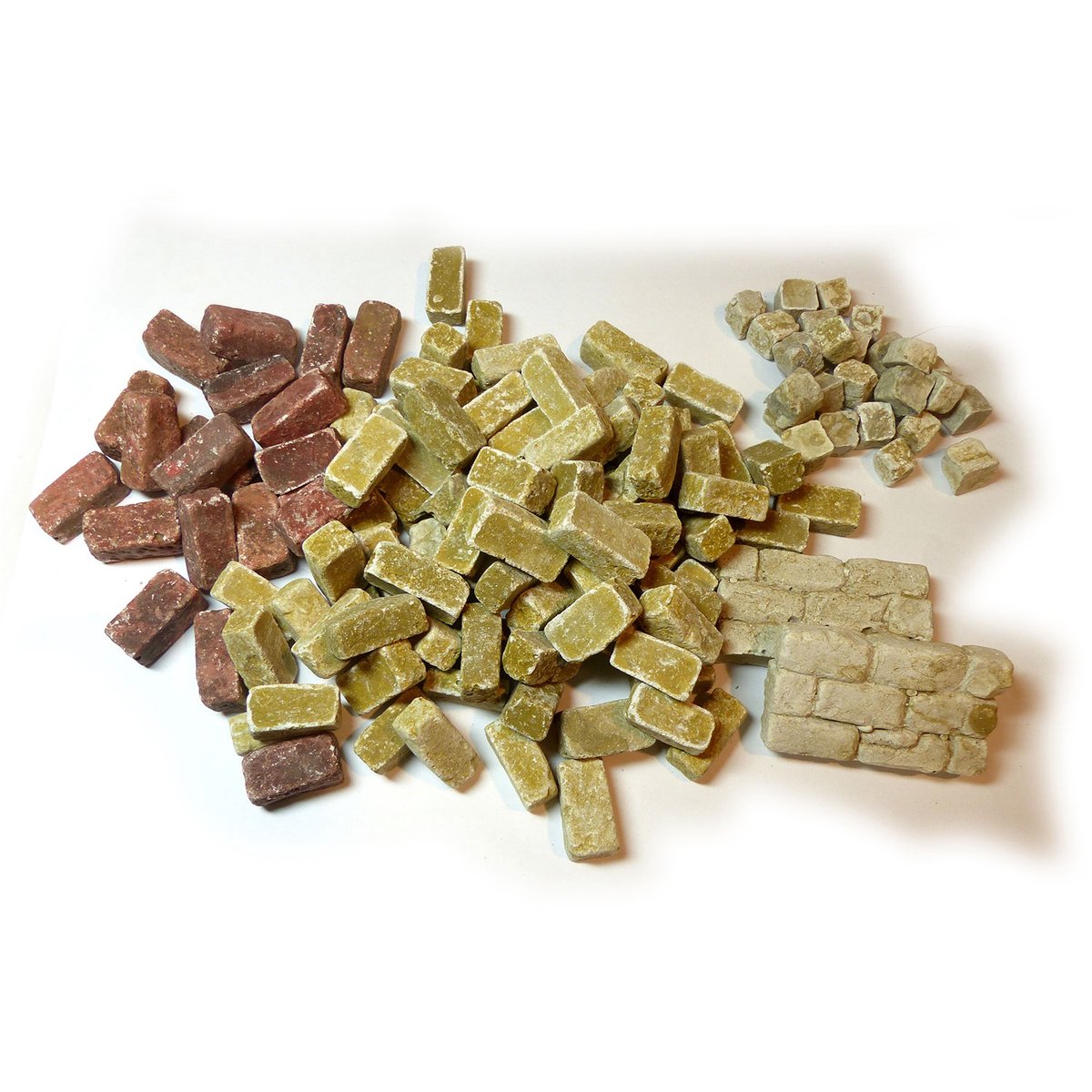 Geboortepakket Galilea - Basisset Stenen Muur - met 85 rechthoeken (Sinai), 25 vierkante stenen (Sinai), twee modules van 3 rijen en 20 rechthoeken (steenrood)