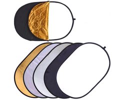 Reflector voor fotografie - Achtergrondbord voor live-uitzendingen - Karakterverlichtingsbord - Vijf-in-één - Buitenfotografie - Opvouwbaar - Geschikt voor studio- en buitenverlichting - Goud, zilver, zwart, wit, doorschijnend