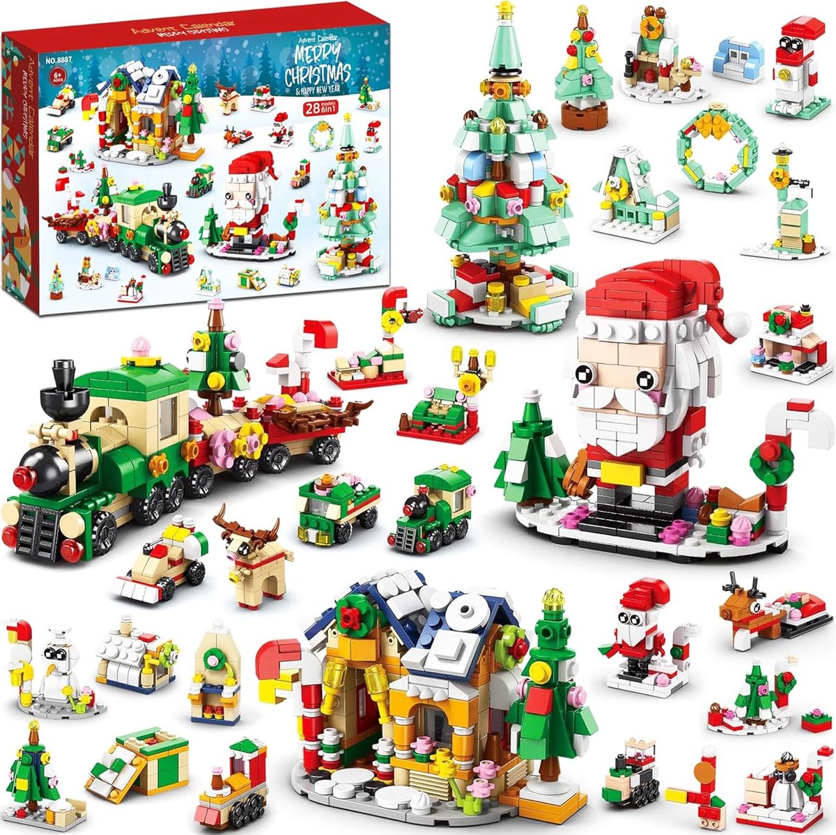 Adventskalender2025 - blokkenadventskalender- speelgoedadventskalender voor kinderen- 24 bouwstenen adventskalender- kerstcadeau voor kinderen- jongens- meisjes- cadeau voor jongens van 3 tot 8 jaar