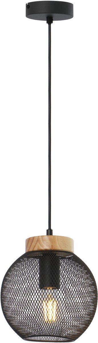 Hanglamp met bolvormig roosterscherm | Zwart | ø 20 cm | Metaal | Woonkamer | Industrieel
