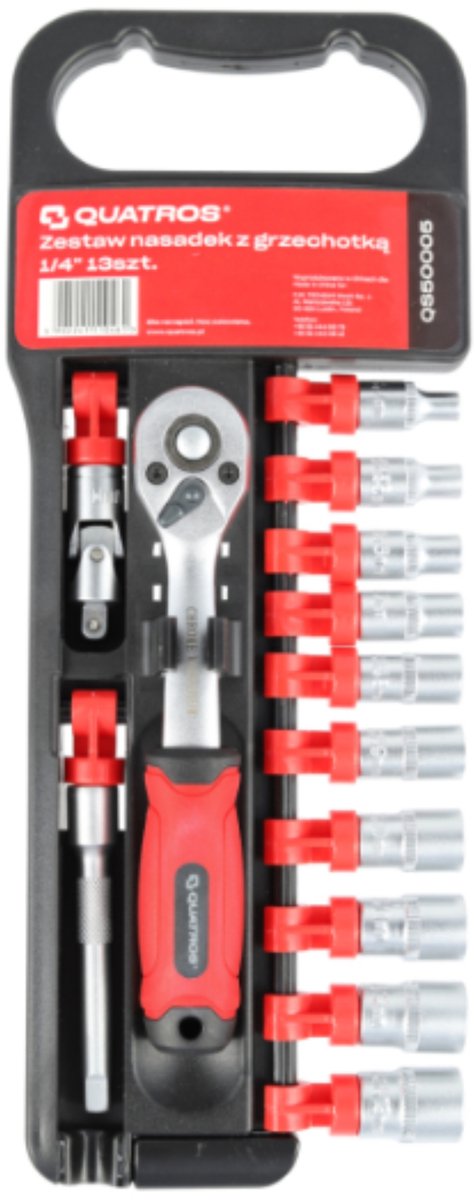 Dopsleutelset met Ratel 1/4" 13 Delig CR-V Quatros