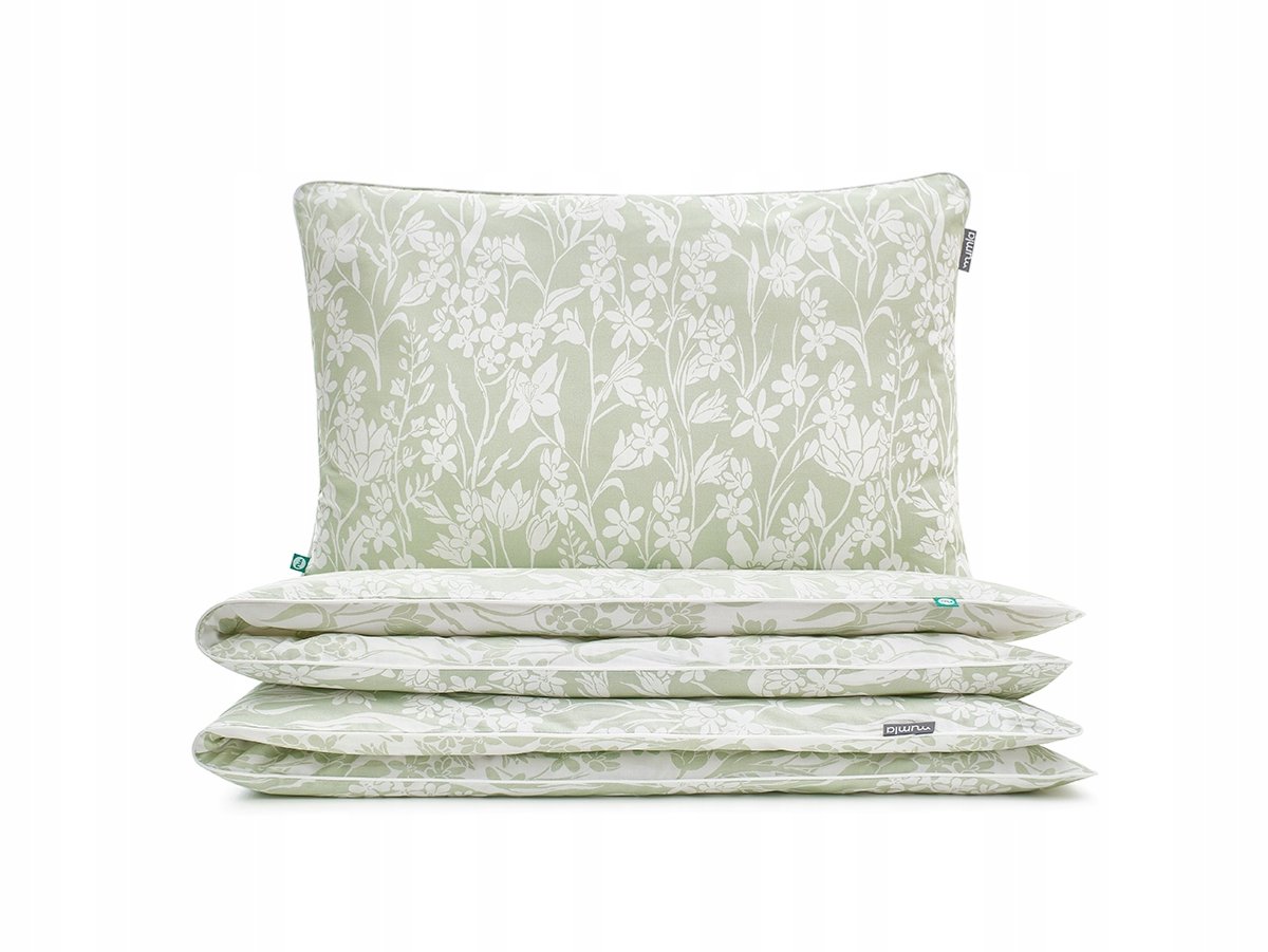 Groen Bloemen Kinderbeddengoed 100x135 cm Katoen met Rits