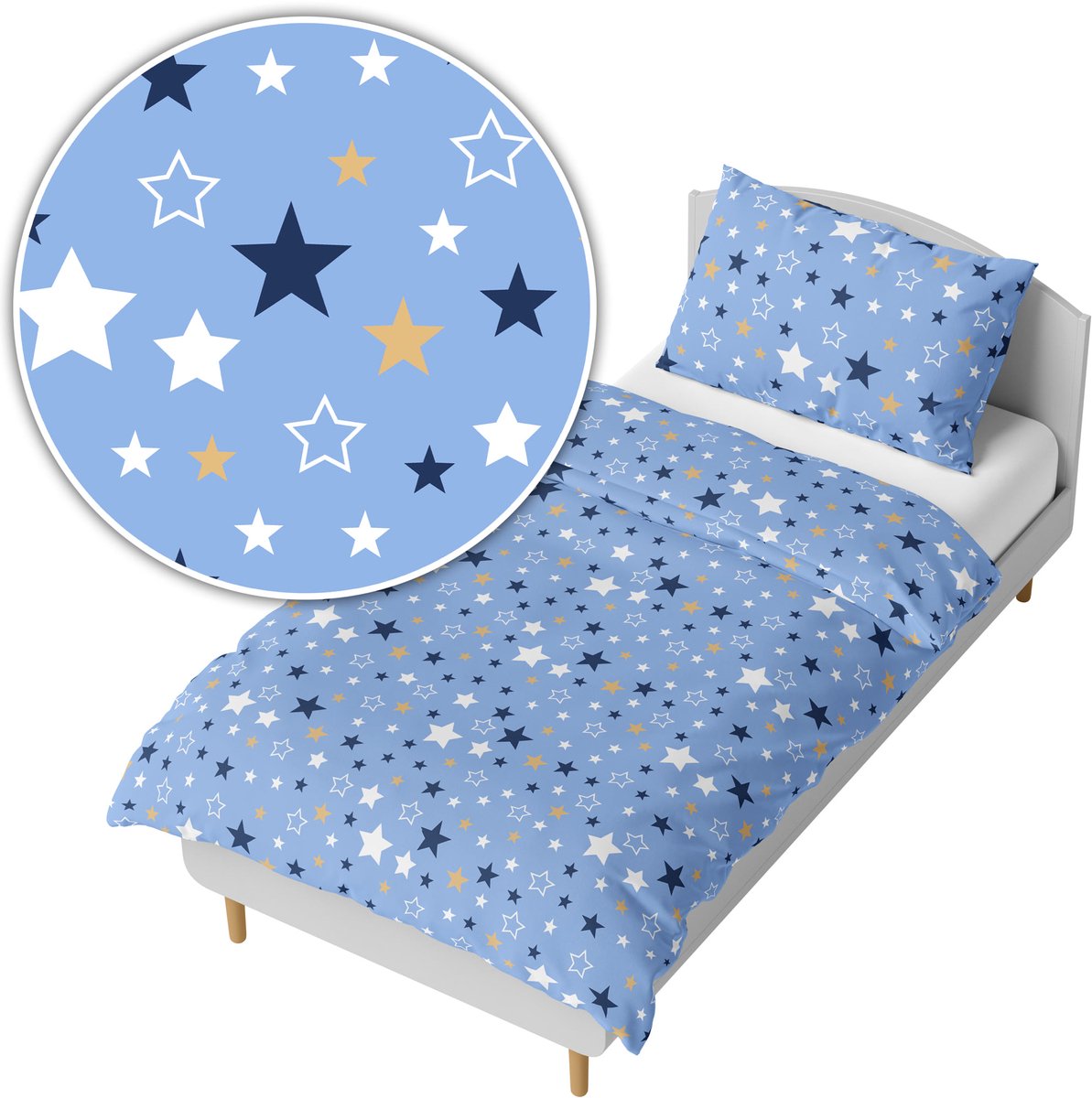 Kinderbeddengoed 140x200cm - Sterren op Marineblauw