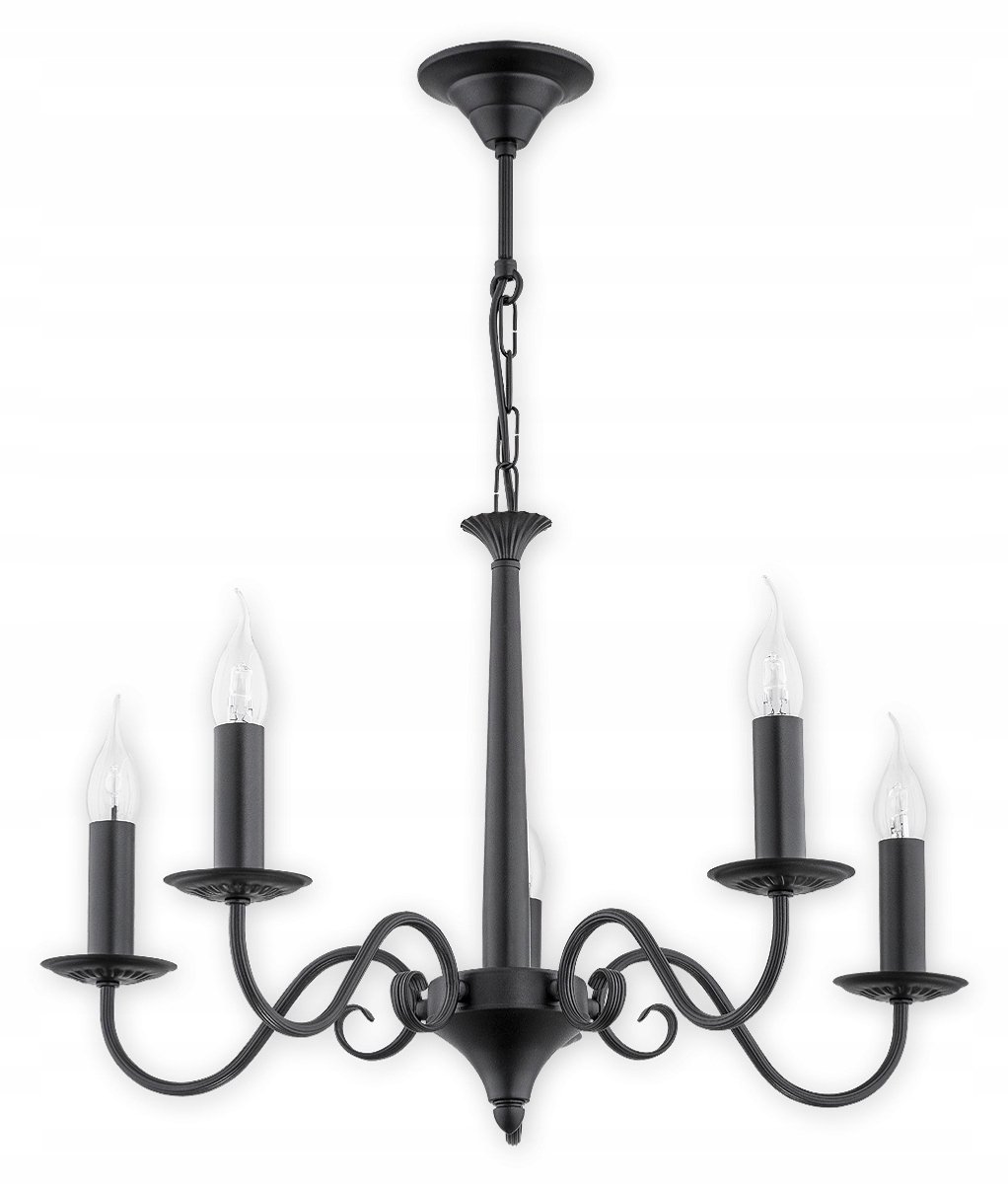 Lemir Asti Zwarte Mat Klassieke Wandlamp 5-lichts LED E14