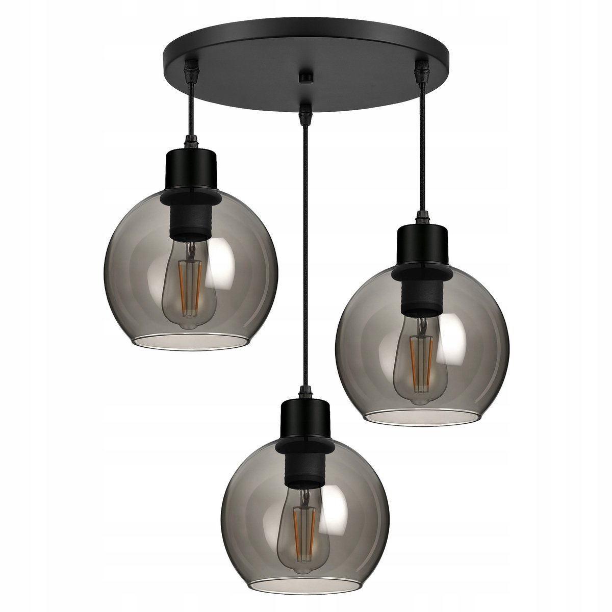 Moderne LED hanglamp met glazen bol, 3x E27 fitting, verstelbaar