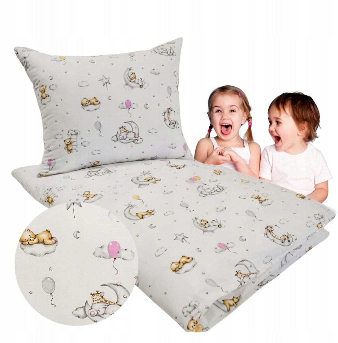 Kinderbeddengoed 120x160cm - Zachte Katoen met Beertjes op de Maan