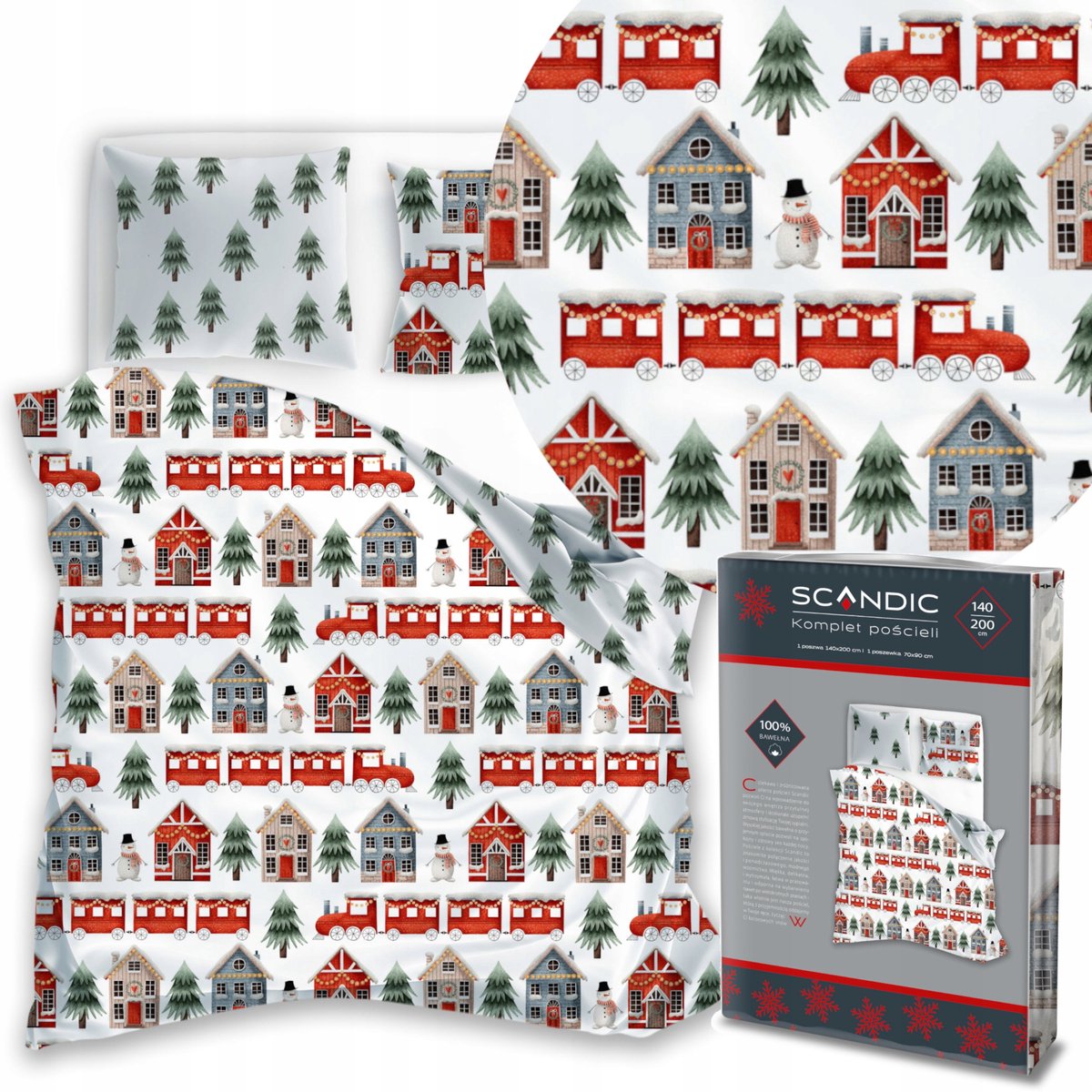 Image of 100% Katoen Kerst Dekbedovertrek Set 140x200 cm Winter Thema