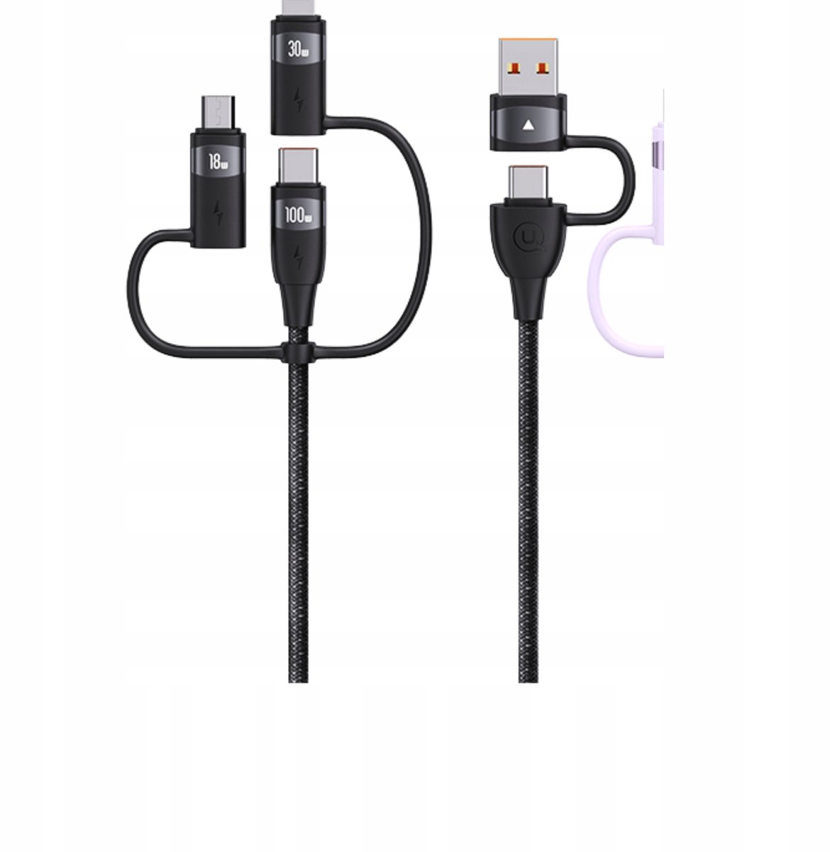 P4Y 6-in-1 Kabel USB-A/USB-C naar USB-C, Lightning, MicroUSB 1.2m Zwart