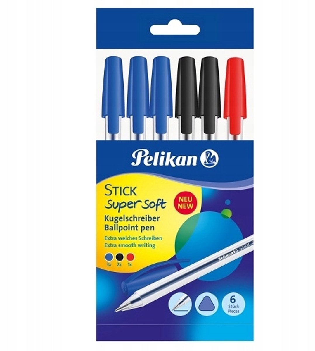 Pelikan Stick superzachte meerkleurige pennen - Set van 6