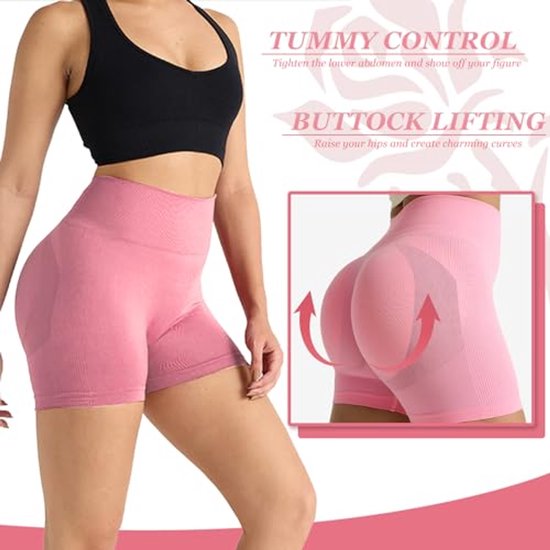 Naadloze push-up booty sportshorts voor dames - Comfortabele trainingsshorts voor sportschool en yoga — afbeelding 3