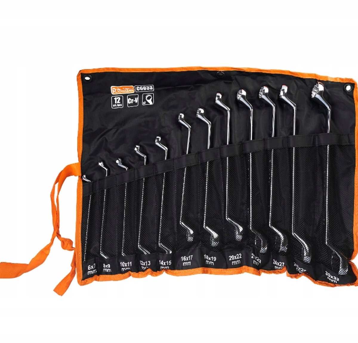 Dubbel Gebogen Ringsleutel Set 12 Delig (6-32mm) CR-V Staal