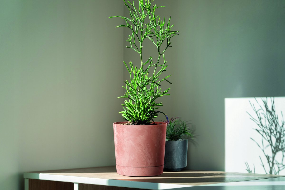 Tubo Beton Effect Pot met Schotel 40cm - Marengo