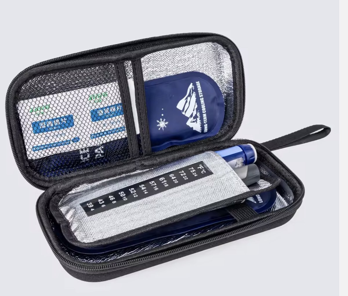 Insuline/ GLP-1 Koeltas / Etui inclusief 2 Icepacks – Hardcase voor goede bescherming - Voor Insuline, Ozempic, Mounjaro, Wegovi, GLP-1 & Andere Medicatie - Geschikt voor handbagage