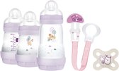 MAM - Welcome Set - 3× Easy Start Anti-Colic Flessen, Original Start Speen & Clip - Startpakket - Roze
