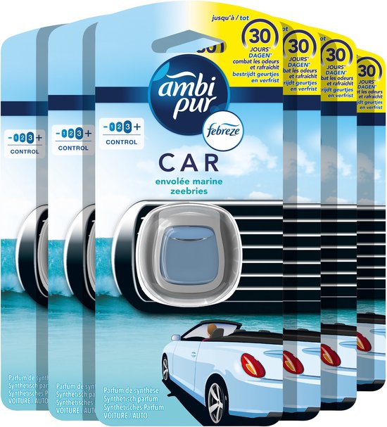 Ambi Pur Brise Marine Désodorisant pour Voiture - Recharge Autoclip - 6 pièces