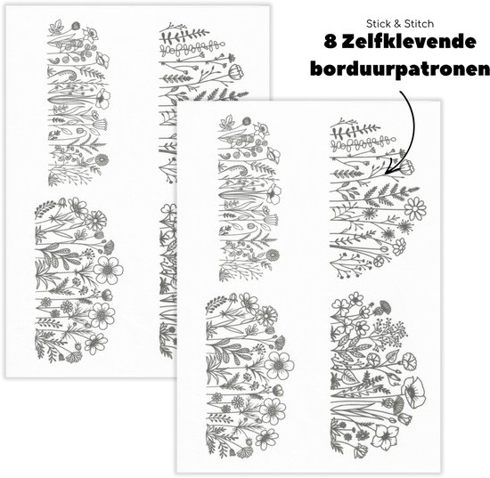 Motifs de broderie solubles dans l'artisanat - Stick 'N Stitch - Broderie sur vêtements et accessoires - Motif de broderie autocollant - Convient pour la broderie et le punch Needle