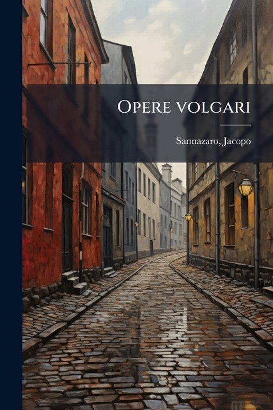 Boek met de titel "Opere Volgari" door Sannazaro, Jacopo, met een afbeelding van een oude straat.