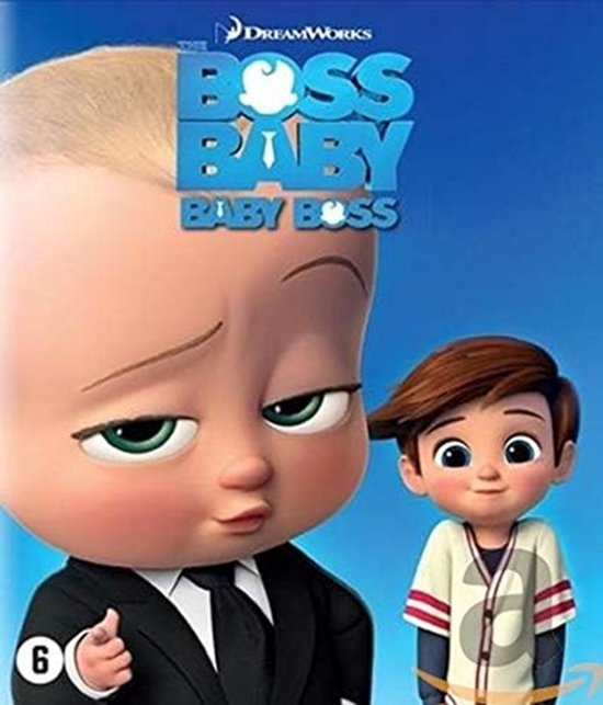 The Boss Baby en Baby Boss poster met de Baby Boss in een zwart pak en Baby Boss in een honkbalshirt.