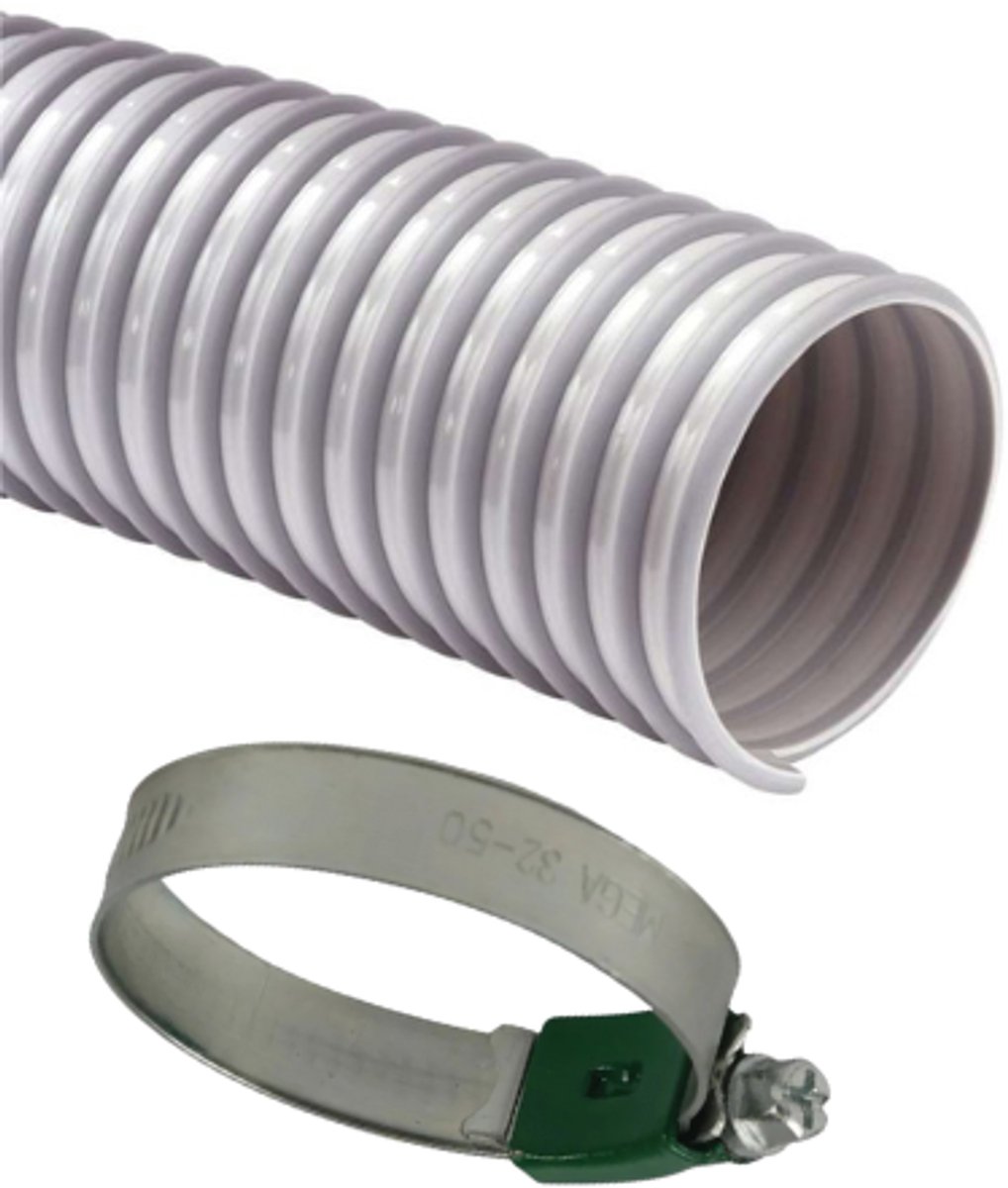Light-flex, afzuigslang, Buigstraal 60 mm Diameter inwendig 60 mm Diameter uitwendig 67,6 mm met slangklem per meter