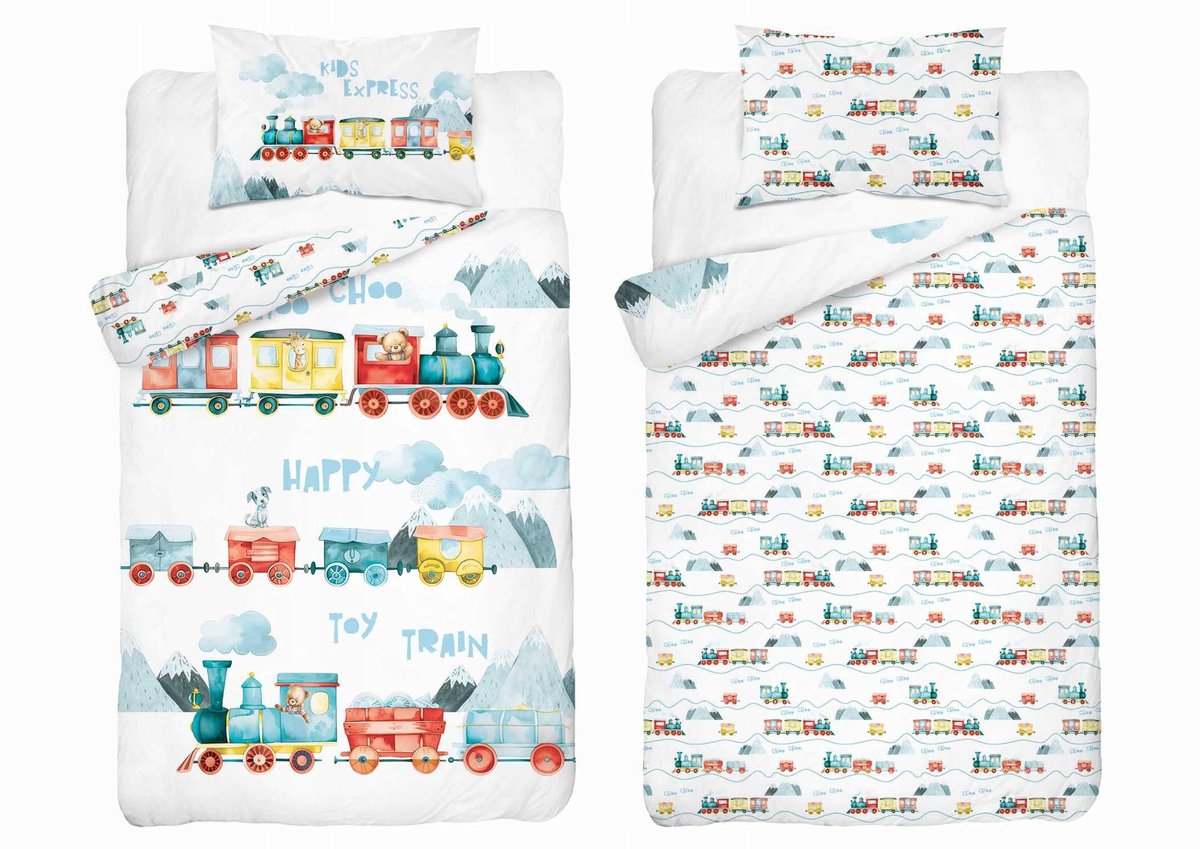 Kinderbed 90x120cm Treintjes Pastel - Happy Train