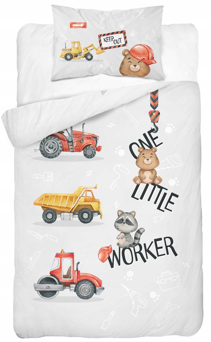 Kinderbeddengoed 100x135cm - Bouwvoertuigen, Katoen