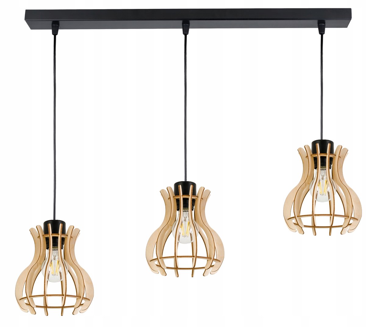 Loft Houten Hanglamp 3x E27 - Stijlvol en Modern