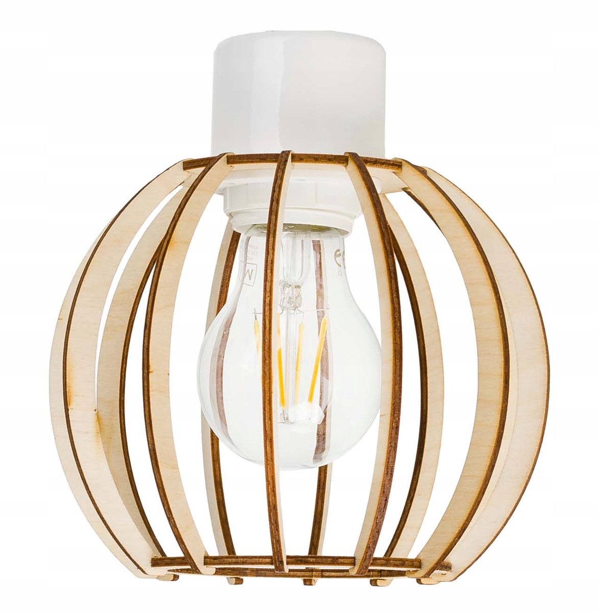 Industriële Wandlamp E27 met Houten Accent - Zwart/Wit