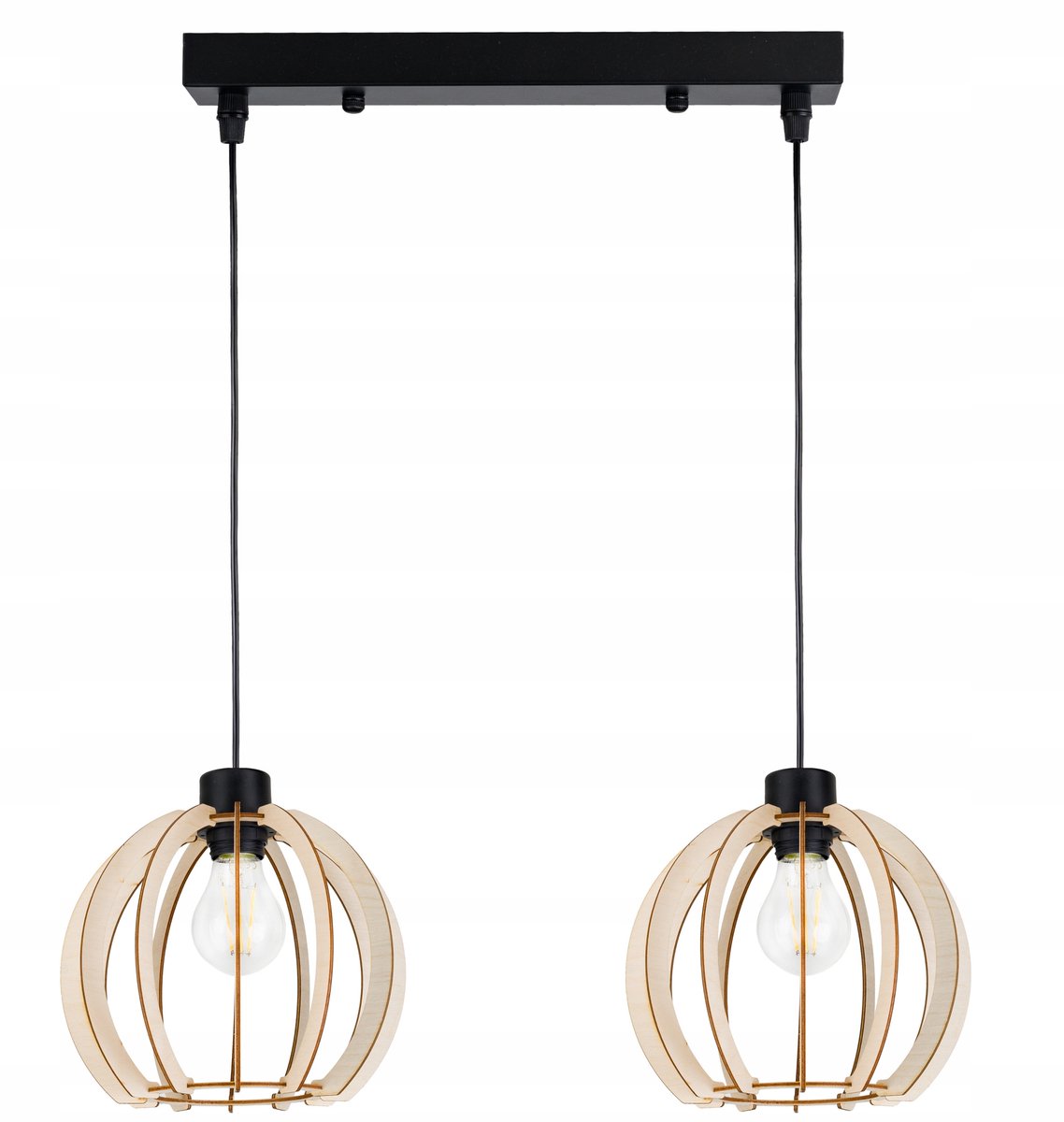 Hanglamp Houten Bol - 2x E27 - Loft Stijl