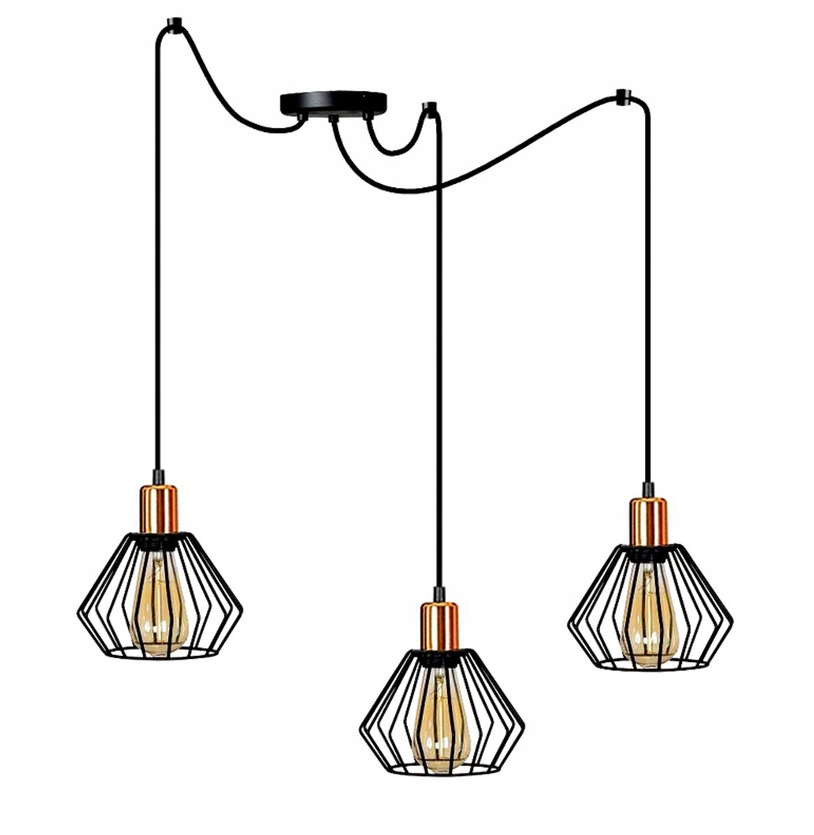 Hanglamp Diamant Spider Zwart/Koper E27
