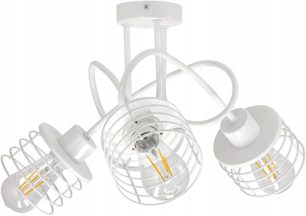 Hanglamp Loft Wit Metaal 3xE27 Draadveer Klos - Stijlvol en Modern