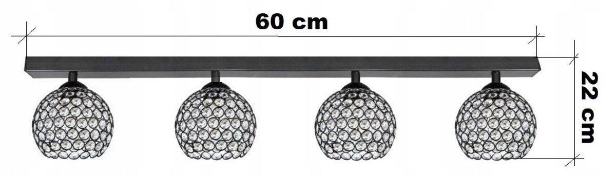 NAPOLI Hanglamp Zwart Kristal E27 4x60W - Stijlvolle Verlichting