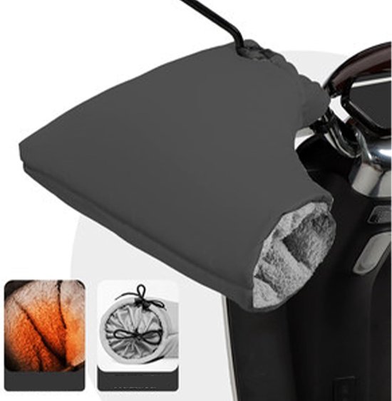 Winter Handmoffen - Extra Gewatteerde Fietswanten - Handmoffen - Fietshandschoenen - Fietsmoffen - Scooter Handschoenen - Winddicht - Waterbestendig - Geschikt voor Fietsen, Motoren en Scooters - Handverwarmers - 30x35cm - Zwart — afbeelding 5