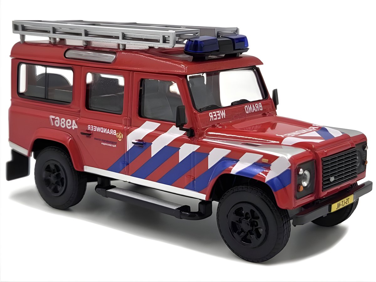 Cararama Modelauto / speelgoedauto - Land Rover Brandweerauto - rood - 12 x 7 cm - schaalmodel — afbeelding 2