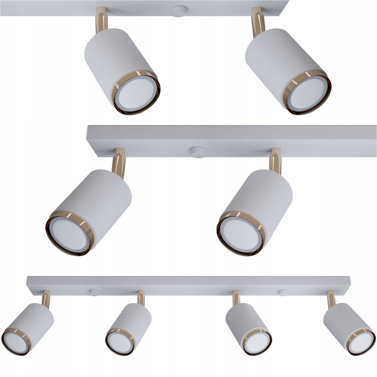 Moderne Witte & Gouden Plafondlamp Tuba 4x GU10 40W Metaal