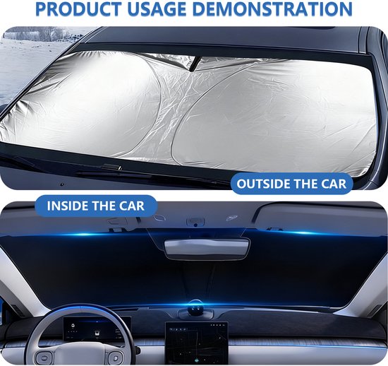 Auto zonnescherm voorruit hoes - 140x70 cm - auto interieur zonnescherm voorruit hoes - voor zonneklep - zomer voorruit - zelfklevend - UV-warmtebescherming - opvouwbaar - auto zonnescherm zonnescherm - zonwering warmte-isolatie zilver gecoat anti van Merkloos — afbeelding 4