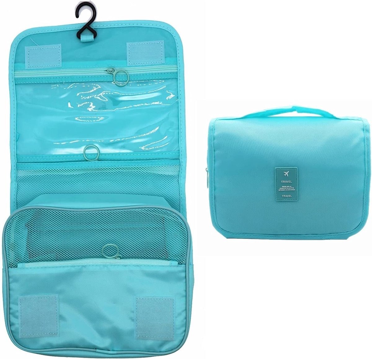 Somstyle Reis Toilettas met Haak Groot - Ophangbaar - Dames En Heren - Licht Turquoise