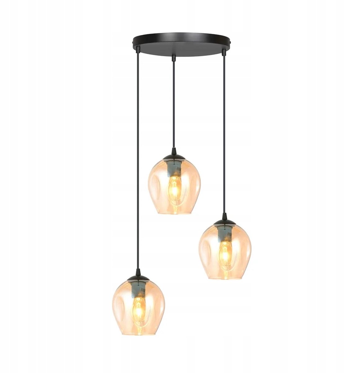 Emibig ISTAR hanglamp 3xE27 zwart/honing glas rond 40cm