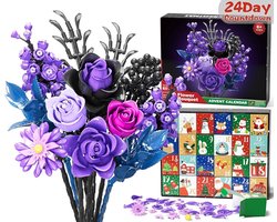Adventskalender 2025 voor kinderen- volwassenen en tieners- kerstaftelkalender met bloemenboeket Bouwstenen-rituals- kunstmatige wilde bloemenstenen-Ouder-kindinteractie- Verrassing voor het uitpakken van de feestdagen -geschenkdoos-Blinde doos voor